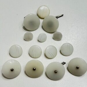 Vintage White Shank Buttons Lot Mixed Sizes Sewing Craft Retro Coat Set